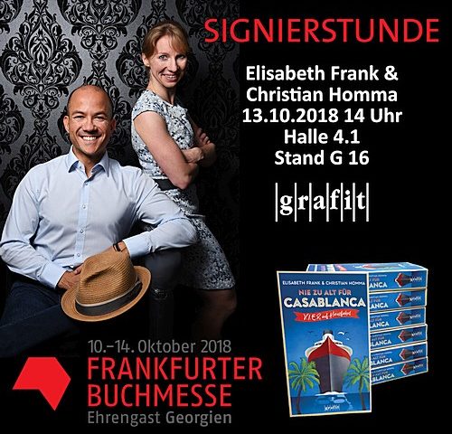 Signierstunde Frankfurter Buchmesse Nie zu alt für Casablanca Kreuzfahrtkrimi Homma und Frank